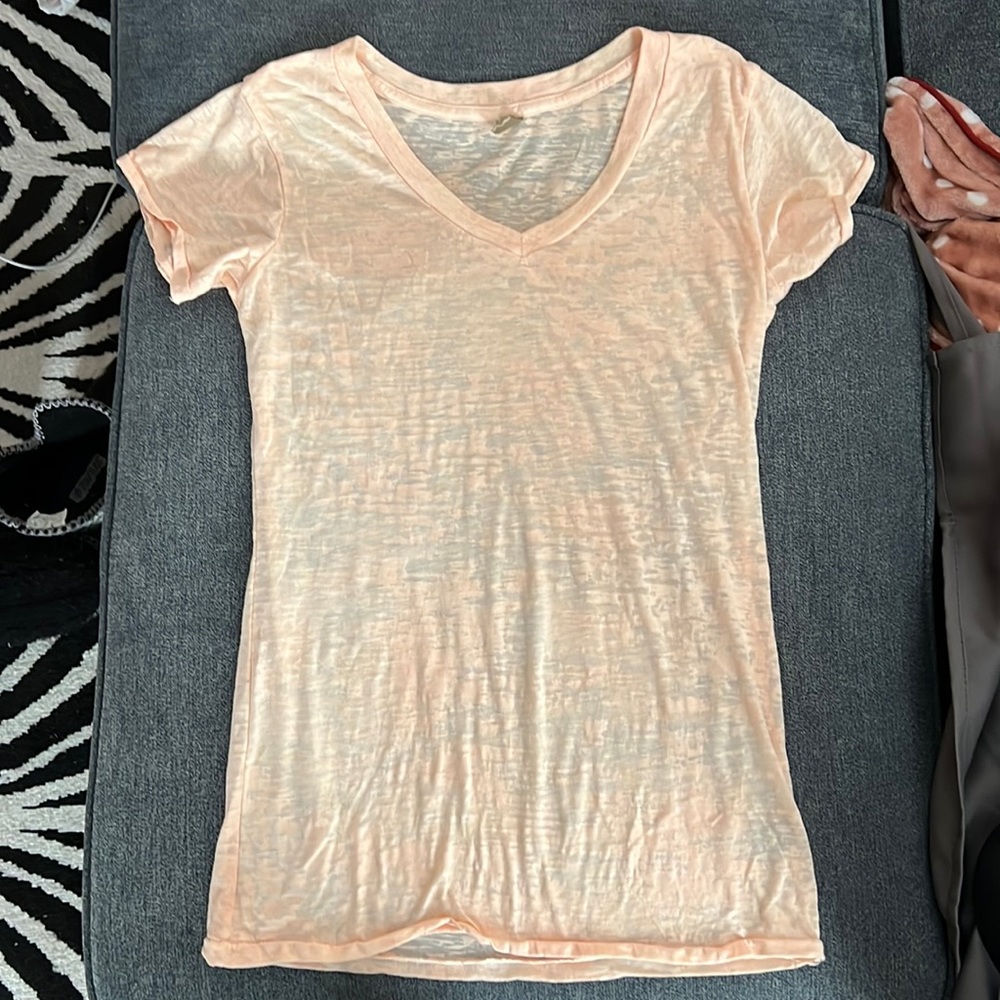 Alternative apparel peach t shirt, burnout v neck